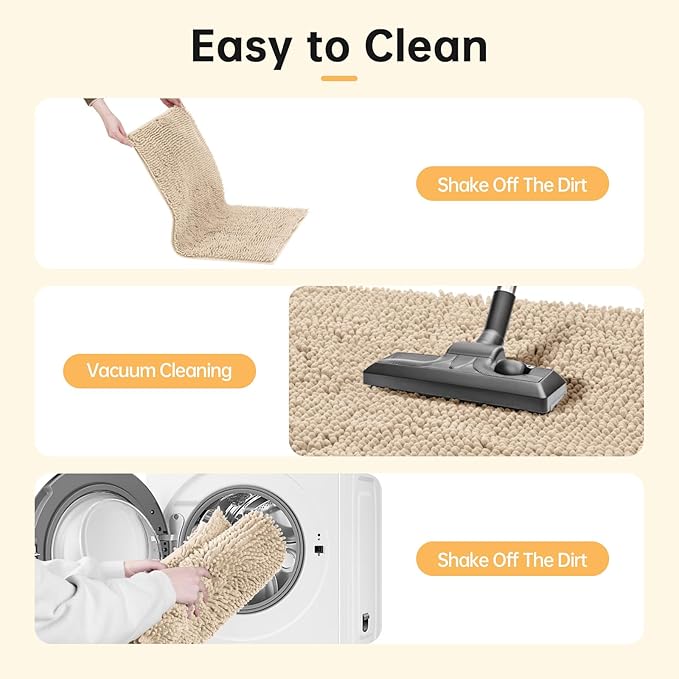 Absorbent Dog Door Mat for Muddy Paws, 60" x 48" Chenille Indoor Mats for Entryway, Trap Dirt Front Door Mat Indoor Entrance Washable Non Slip Soft Beige