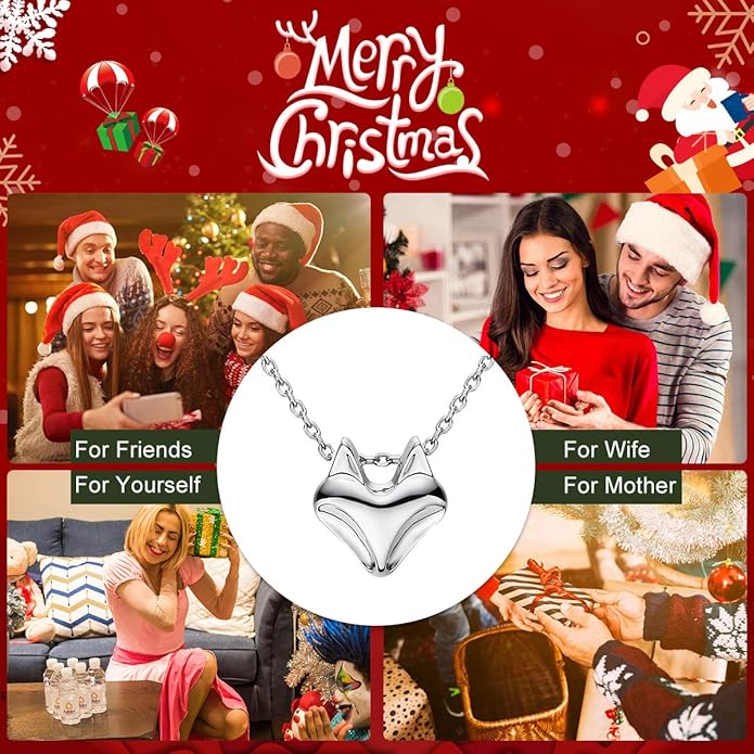 Jewever 925 Sterling Silver Fox Pendant Necklace for Women Cute Animal Jewelry for Mom Gifts