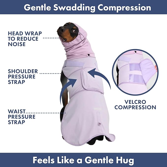 Spark Paws Anxiety Relief Vest for Dogs – Gentle Compression Dog Anxiety Suit, Calming Wrap for Separation Anxiety, Thunder, Fireworks, Suitable for Small Medium and Large Breeds - Purple - Size 4XL