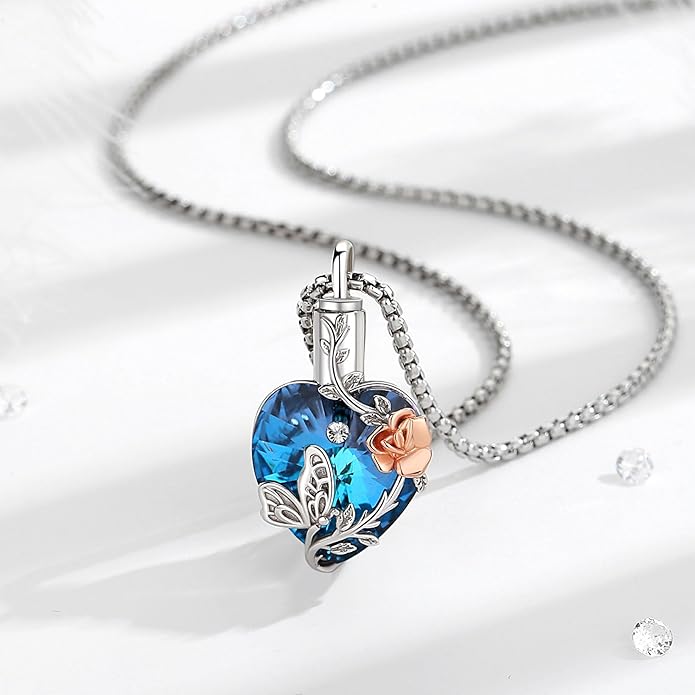 EUDORA Sterling Silver Urn Necklace for Ashes for Women Men, Ash Pendant for Human Cat Dog Ashes, Necklace for Ashes of Loved One Dad Mom Papa Pet Cremation Souvenir Jewelry for Funeral, 20inch