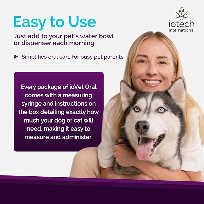 Recommended by Veterinarians Because it Simply Works Better. ioVet Oral Pet Water additive effortlessly Helps Your pet to The Clean, Healthy Mouth & Dazzling Fresh Breath You've Always Hoped for.