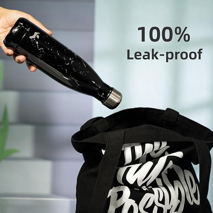 Insulated Water Bottles,17 oz Double Wall Stainless Steel Vacumm Metal Flask for Sports Travel,Marble Midnight