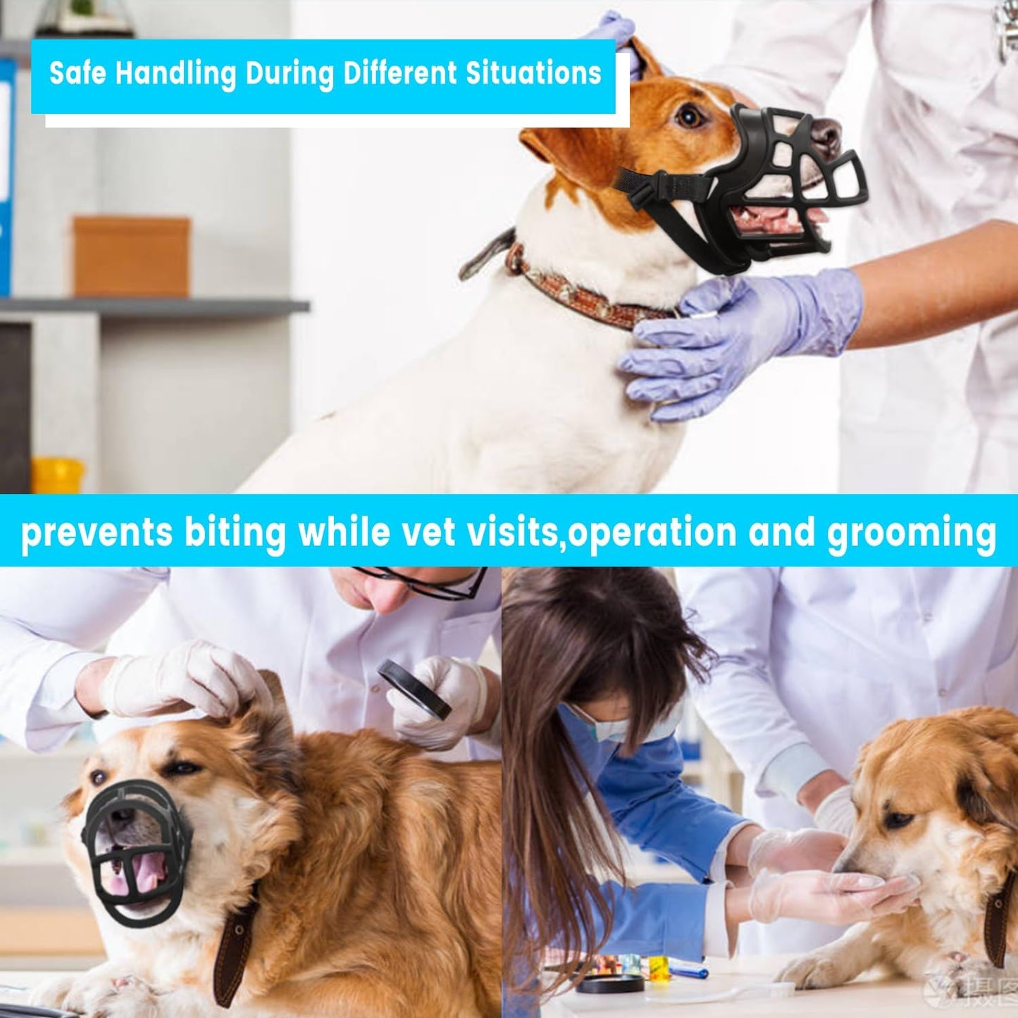 Dog Muzzle, OKKIC Basket Muzzle Anti Biting Chewing, Sturdy Lightweight Muzzle Allows Panting Drinking,Muzzle for Small Medium Large Dogs, Suitable for Grooming Trimming Training (Black, Size6)