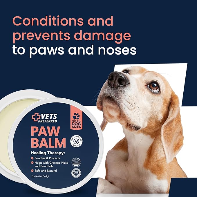 Vets Preferred Paw Balm Pad Protector for Dogs – Dog Paw Balm Soother – Heals, Repairs and Moisturizes Dry Noses and Paws – Ideal for Extreme Weather Season Conditions - 2 Oz