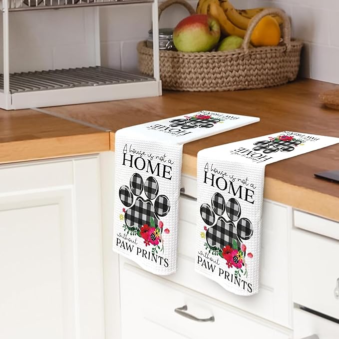 Dog Gifts Kitchen Bathroom Decor Towels 16″×24″,Dog Lovers Gifts for Girls Mom Women,A House is Not A Home Without Paw Prints Bathroom Kitchen Dish Hand Towels