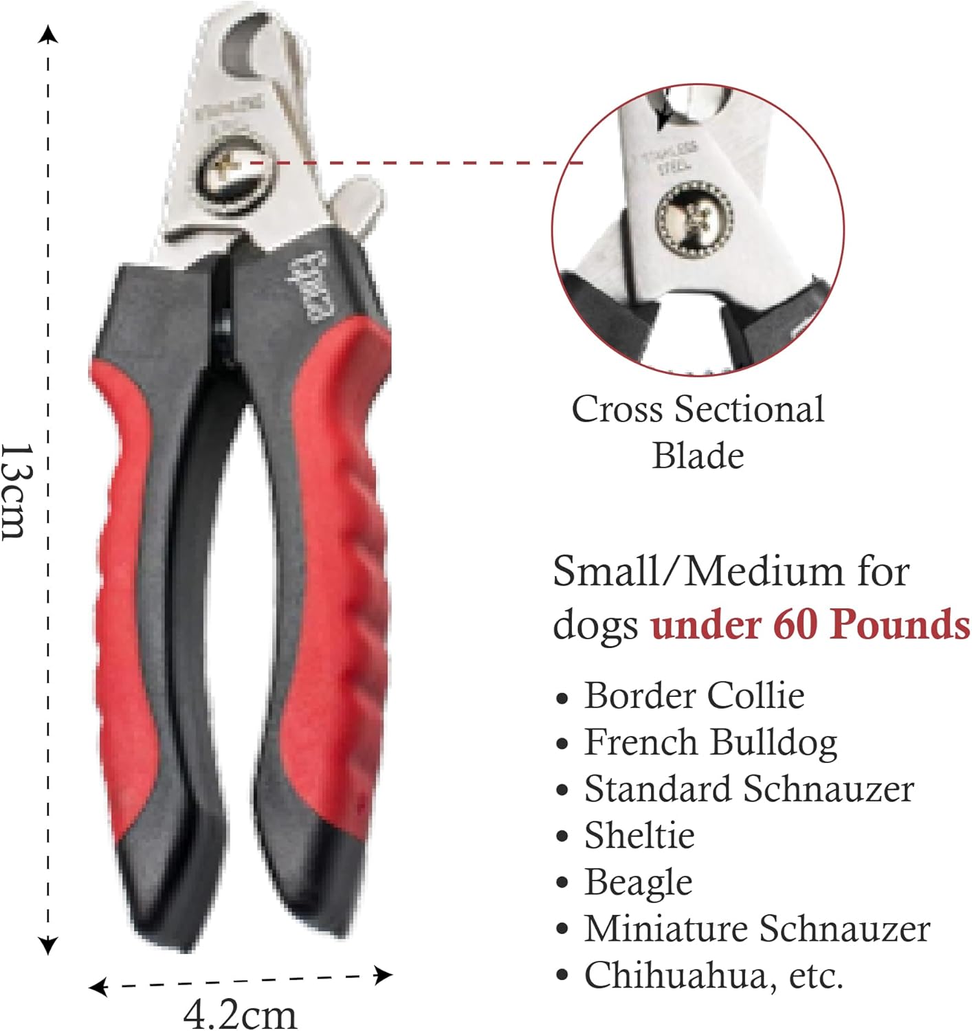 Epica Professional Dog Nail Clipper, Nail Clippers for Large Dog, Easy and Safe Grooming Clippers, Cat Claw Trimmer with Safety Guard (Small/Medium)