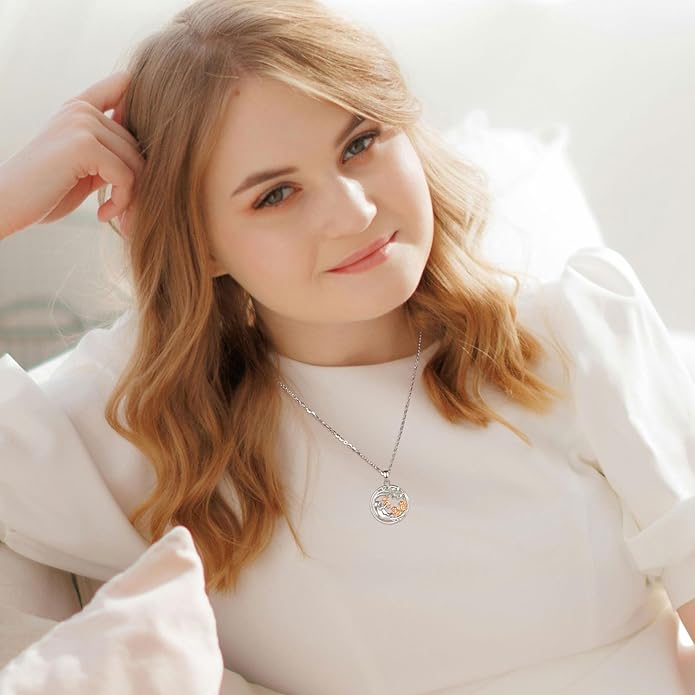 EUDORA Sterling Silver Mother Daughter Necklace for Women, Mama Son Daughter Necklace Pendant for Mom and Daughter,Mom Jewelry from Daughter Mother's Day Gift for Mother Daughter Aunt Grandma