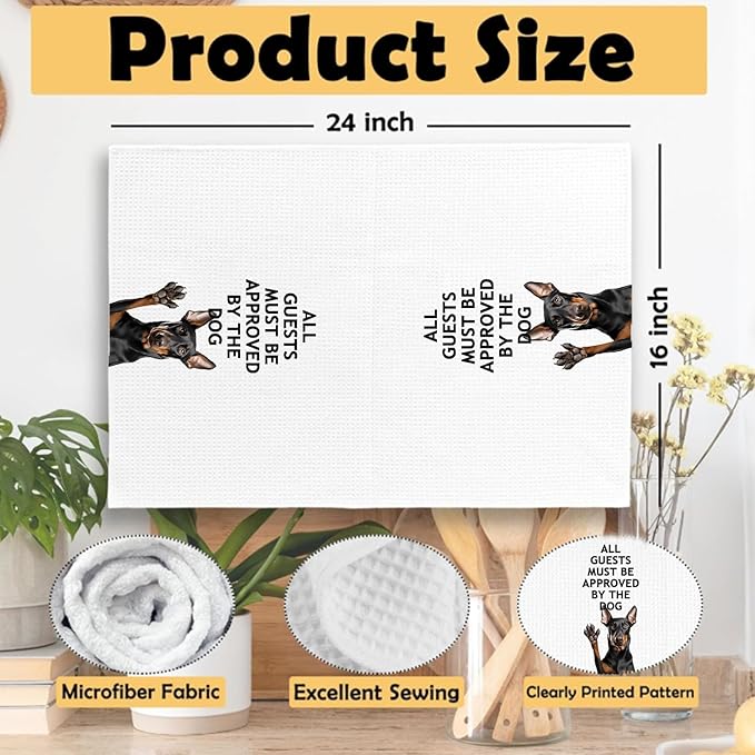 Funny Doberman Dog Gifts Kitchen Bathroom Decor Towels 16″×24″,Dog Lovers Gifts for Girls Mom Women, Funny Doberman Bathroom Kitchen Dish Hand Towels,Doberman Gifts for The Owners