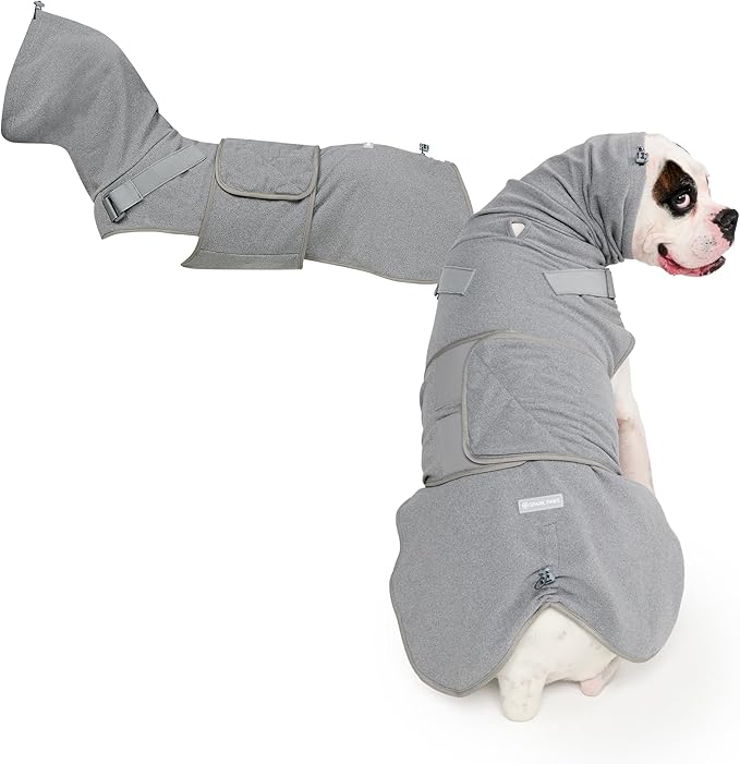 Spark Paws Anxiety Relief Vest for Dogs – Gentle Compression Dog Anxiety Suit, Calming Wrap for Separation Anxiety, Thunder, Fireworks, Suitable for Small Medium and Large Breeds - Grey - Size 3XL