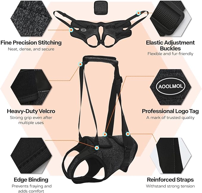 Dog Sling for Medium Large Dog Rear Leg, Lift Harness Provide Support with Muscle Atrophy and Joint Problems for Elderly Injured Arthritic Pet, Dog Weak Rear Legs Provides Rehabilitation Aid