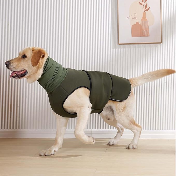 ROZKITCH Dog Anxiety Vest Hoodie with Head Cover, Jacket for Noise Block & Ear Protection, Calming Coat for Travel & Vet Visits ArmyGreen S