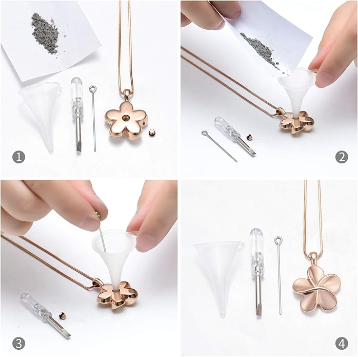Flower Cremation Ashes Jewelry Cremation Necklace Memorial Locket for Ashes Keepsake Urn Pendants for Women/Men