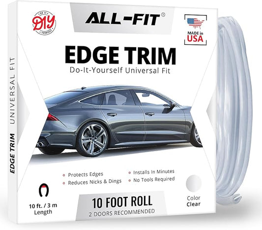 All-Fit Automotive Car Door Edge Protector – Universal DIY Edge Trim to Prevent Scratches & Dings – Flexible Adhesive Molding Trim for Cars, Trucks & SUVs (10 Ft - Clear)