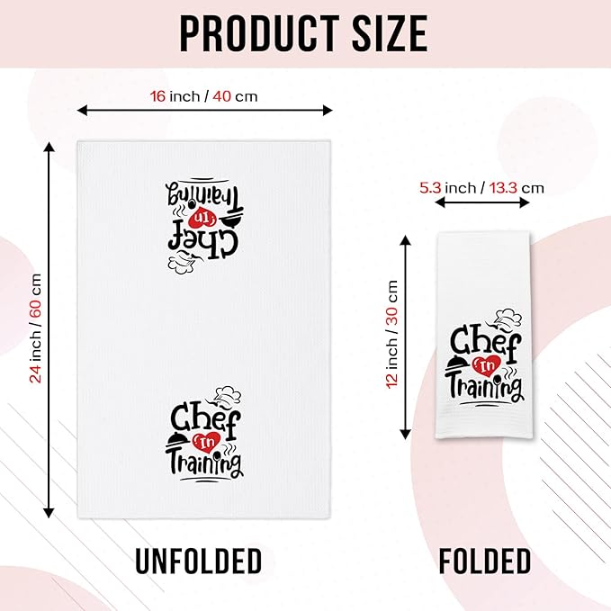 Funny Kitchen Towels with Sayings Chef in Training Dish Hand Towels Future Chef Soft Towels for Kitchen Decor Chef in Progress Gifts Trendy Kitchen Cloth for Women Men Chef Cooking Student