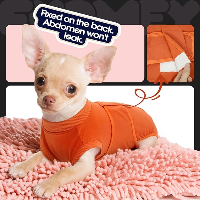 FUAMEY Dog Recovery Suit Male,Dogs Surgery Neuter Suits Puppy Spay Shirts for Female Protect Dog's Skin Anti Licking Abdominal Wounds Doggie Onesie Pet Bodysuit Alternative to Cone Orange XXL