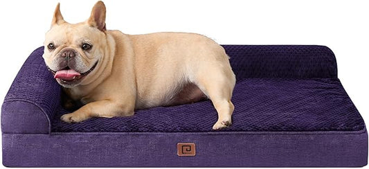 EHEYCIGA Orthopedic Dog Bed Medium Size Dogs, Memory Foam Dog Bed with Washable Removable Cover, Waterproof Pet Sofa Couch for Crate with Nonskid Bottom, 30x20x6, Purple