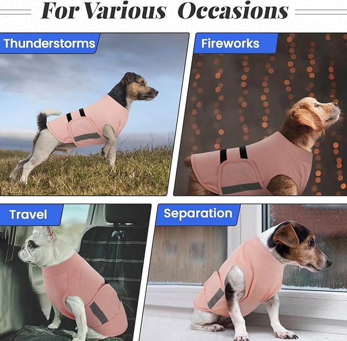 MIGOHI Dog Anxiety Relief Coat,Comfort Anxiety Vest for Dogs,Adjustable Dog Anxiety Calming Wrap for Fireworks,Thunderstorm,Travel,Separation,Anxiety Jacket for Large Dogs,L,Pink