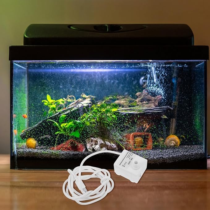 Housoutil Mini Submersible Water Pump, Quiet Usb Fountain Pump for Pet Water Fountain, Aquarium, Hydroponics, White