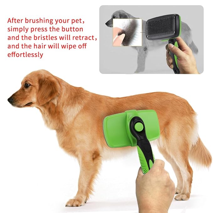 Self Cleaning Pet Slicker Brush, Professional Dog Cat Grooming Tool, Retractable for Easy Hair Removal, Gentle Massage Brush for Long Short Thick Curly Hair with Non - Sli