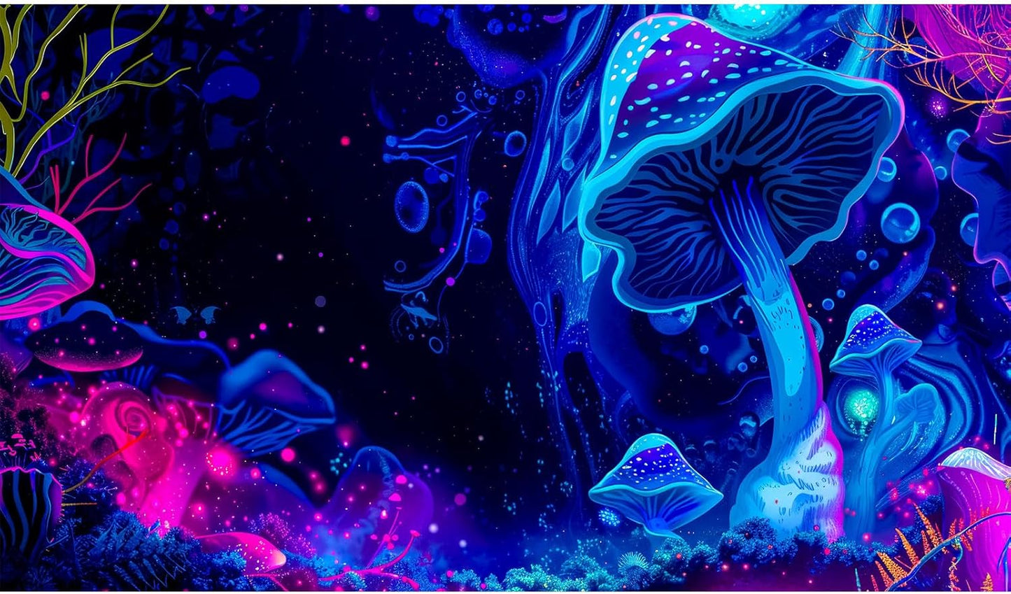 Fantasy Mushroom Forest Aquarium Background Abstract Cartoon Mushroom Reptile Tank Backgrounds Vibrant Jungle Mushrooms Theme Fish Tank Background Magic Mushrooms Reptile Enclosure Backgrounds 72x16in