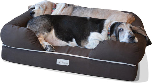 PetFusion Ultimate Dog Bed, Orthopedic Memory Foam, Multiple Sizes and Colors, Medium Firmness Pillow, Waterproof Liner, YKK Zippers, Breathable 35% Cotton Cover
