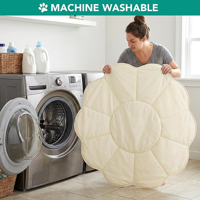 PetAmi Dog Cooling Mat, Flower Shape, Reversible Cooling Nylon Blanket Soft Fleece Pet Pad for Dogs Cats, Summer All Season Use Q-Max>0.3, Small 35x35 in, Beige