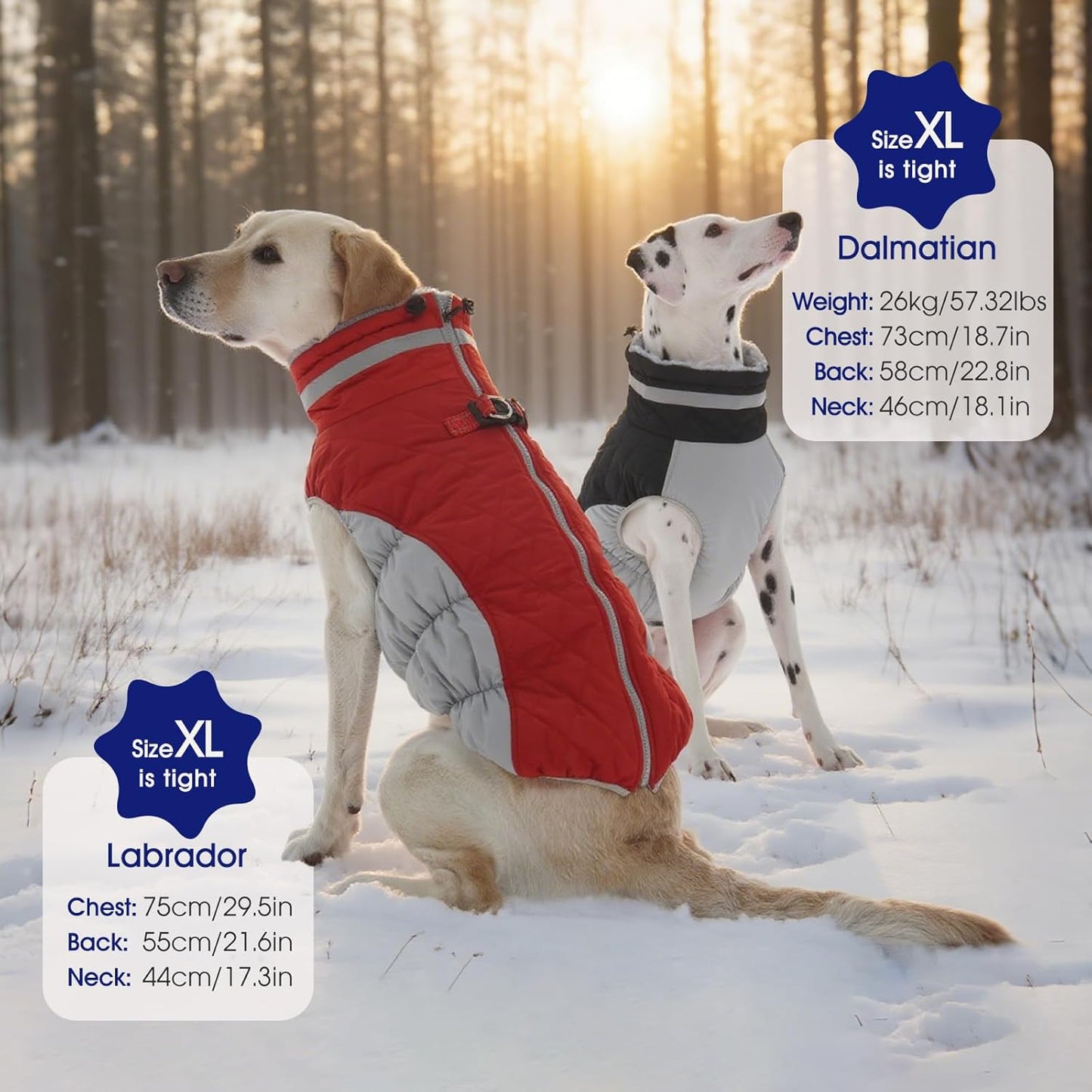 FUAMEY Dog Coat for Large Dogs,Waterproof Dog Winter Jacket with Harness Built in Puppy Cold Weather Coats Reflective Pet Vest with Zipper Warm Fleece Dogs Snowsuit Windproof Red XXL