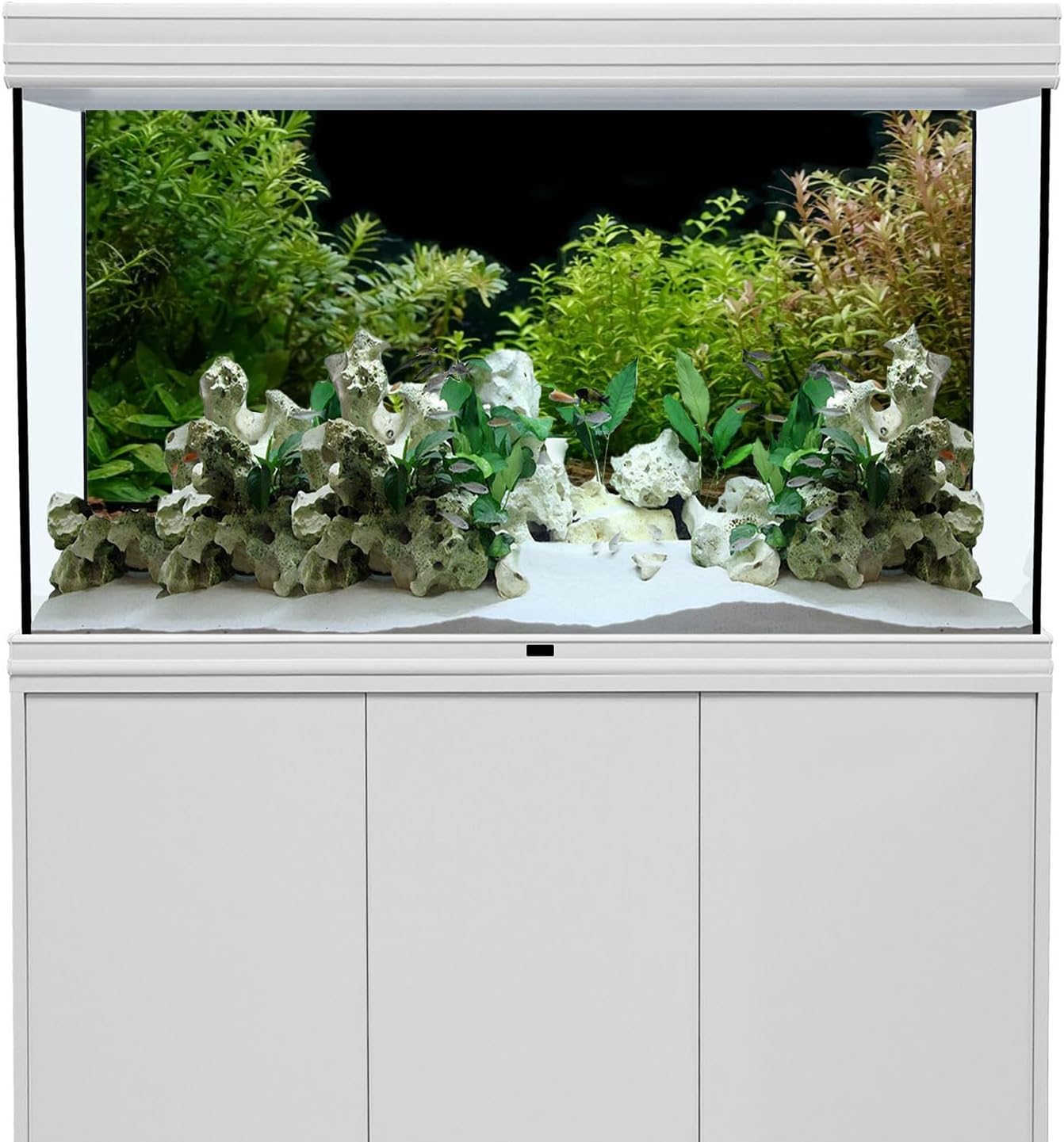 AWERT Aquarium Background River Bed & Lake Aquatic Plant Fish Tank Background Vinyl 48x24 inches