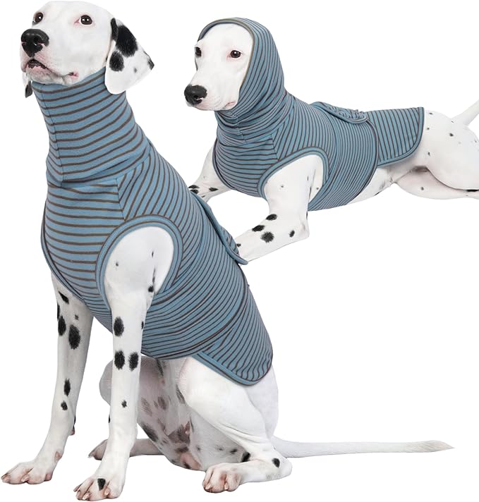 ROZKITCH Calming Hoodie for Dogs, Dog Sweatshirts for Medium Dogs with Hoodie Soft Ears Cover Wrap, Anti Itch Pet Shirt for Fireworks Travel Vet Visit, Anxiety Vest BlueStripe M