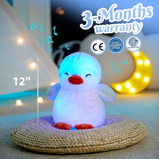 Glow Guards 12'' Musical Light up Penguin Stuffed Animal,Soft Penguin Plush Toy with LED Night Lights &Nursery Songs,Birthday Children's Day Hoilday Gift for Toddler Kids