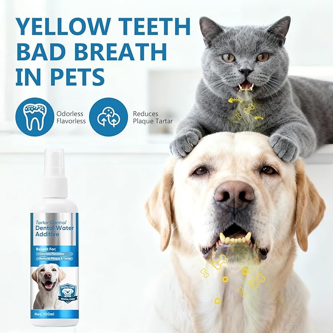 ITECFREELY Dental Plus, Advanced Dental Water Additive, Odorless & Flavorless Formula to Fight Tartar & Plaque, Promote Healthy Gums and Freshen Breath, Easy Daily Use for Dogs & Cats