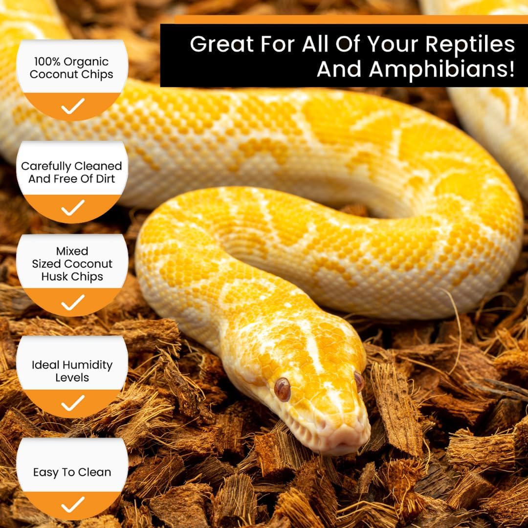 ReptiChip Reptile Bedding Loose Coconut Chip 36 Quart 2 Pack Coco Husk Substrate Mulch for Snake Habitat, Ball Python Terrarium, Turtle Tanks, Tortoise Enclosure