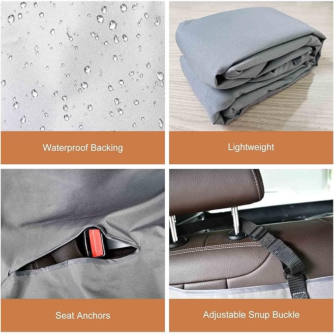 Dog Seat Cover, Waterproof Dog Hammock, Scratchproof Travel Car Bed Back Seat Cover for Pets, with Storage Pocket for Car SUV Truck