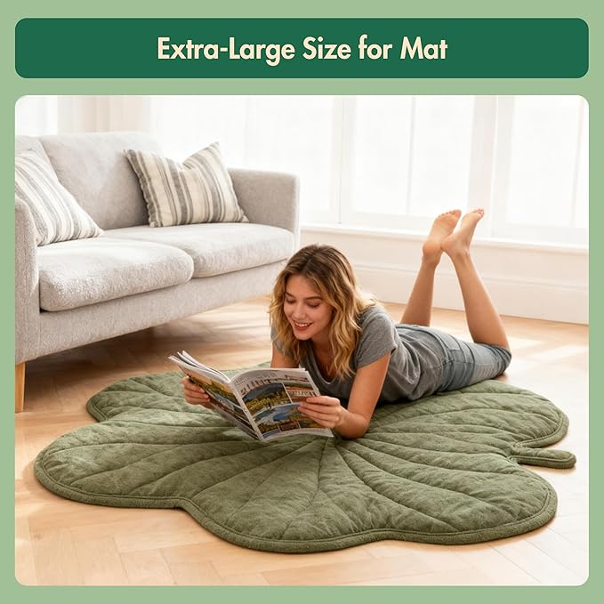 Extra Large Dog Heating Pad Waterproof Electric Heated Pet Beds for Indoor Outdoor, Adjustable Temperature,Washable Green Clover Shaped Cat Heating Pad Non Slip Bottom(57"X47")
