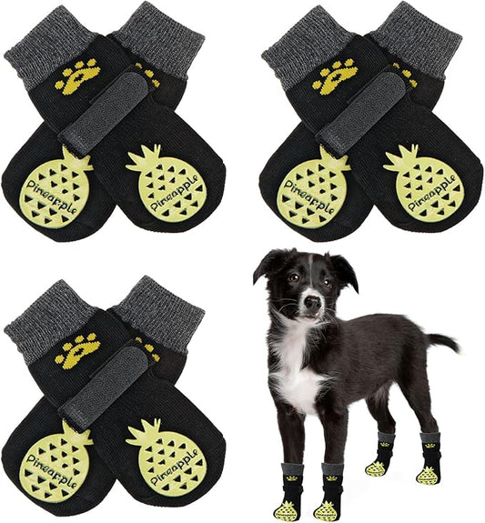 BEAUTYZOO Anti-Slip Dog Socks,Dog Shoes for Hot/Cold Pavement,Paw Protectors with Grips 3 Pairs for Puppy Small Medium Large Senior Old Dogs,Dog Socks to Prevent Licking and Hardwood Floor Protection