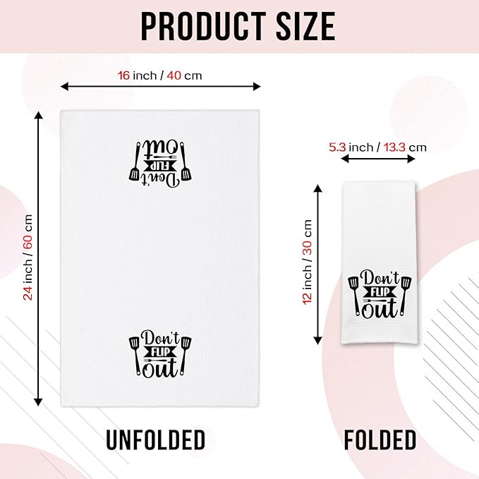 Funny Dish Hand Towels with Humorous Sayings Don't Flip Out Kitchen Towels for Dishwashing Decor Chef Gifts Dish Tea Towels for Dining Room Trendy Decorative Kitchen Cloth for Women Men