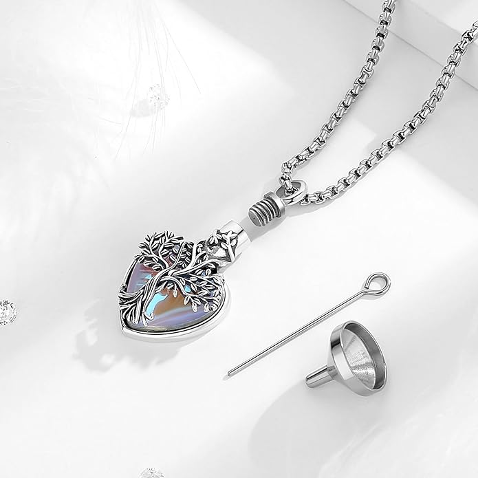 EUDORA Sterling Silver Urn Necklace for Ashes for Women Men, Ash Pendant for Human Cat Dog Ashes, Necklace for Ashes of Loved One Dad Mom Papa Pet Cremation Souvenir Jewelry for Funeral, 20inch