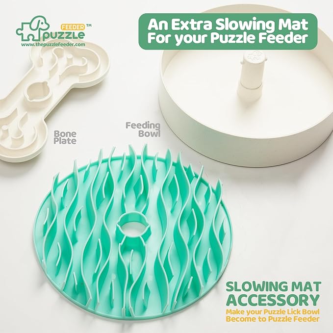 Puzzle Feeder Insert, Transform Your Dog's Bowl to Slow Feeder, 6 Cup 9.8 Inch Green