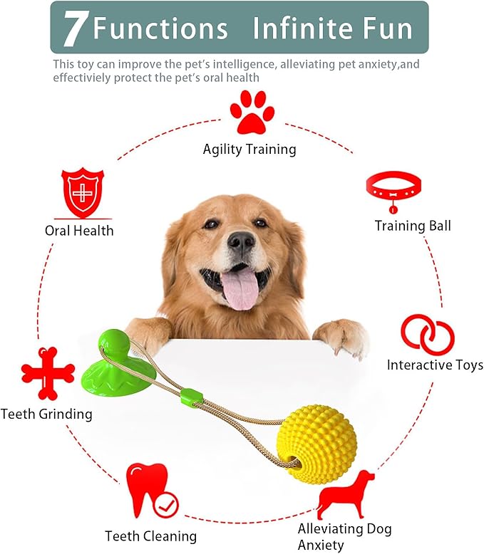 Corn Ball Chew Toys for Aggressive chewers, Interactive Suction Cup Dog Tug of War Toys, Teething Rope Toys for Dog Boredom, Enrichment Teeth Cleaning for Medium Large Dogs (Green)