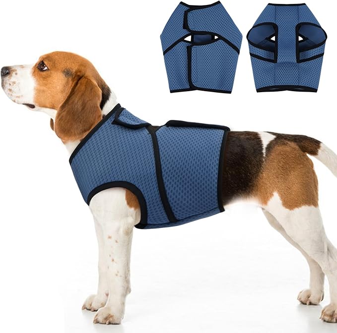 BRKURLEG Dog Anxiety Shirt, Adjustable Anxiety Vest Jacket for Small Medium Large Dogs,Dog Calming Shirt for Thunderstorms, Fireworks, Training & Separation Relief, Lakeblue, L