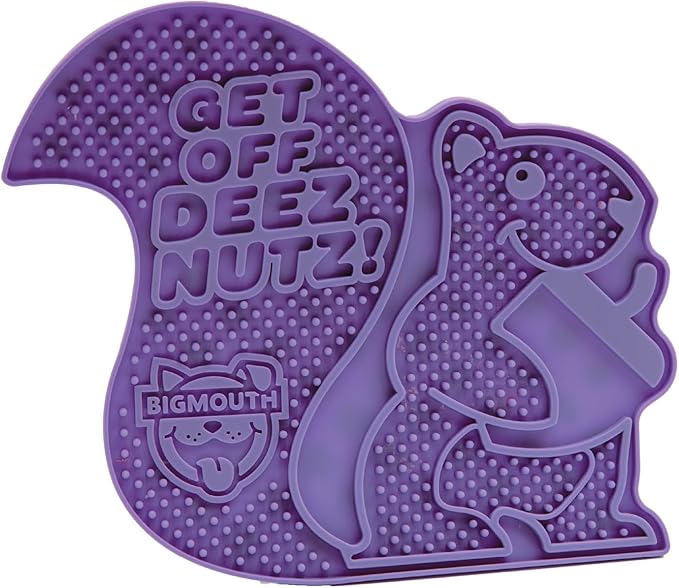 Funny Squirrel Lick Mat for Pets, Silicone Treat Licking Pad with Non Slip Base for Dogs Cats Puppies, Anxiety Reducing Enrichment Toy for Grooming Bathing Feeding Distraction