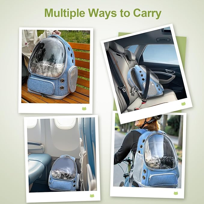 Expandable Cat Backpack,Cat Bubble Backpack Carrier for Carrying Cats, Pets and Small Dogs,Airline-Approved,Designed for Travel, Hiking, Walking,Car （Blue