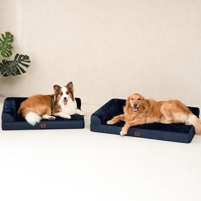 EHEYCIGA Extra Large Dog Bed Othorpedic, Memory Foam XL Dog Bed with Washable Removable Cover, Waterproof Pet Sofa Couch XLarge Size Dogs with Nonskid Bottom, 44x32x6.5, Navy Blue