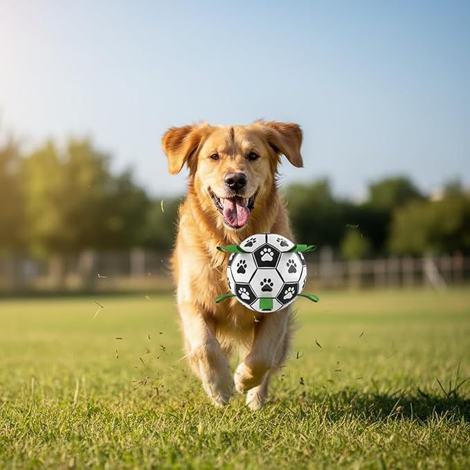 Dog Toys, Dog Soccer Ball with Straps for World Cup, Interactive Dog Balls for Small Medium Breed, Dog Birthday, Herding Ball, Durable Toy for Puppy Outdoor Play (6 Inch)