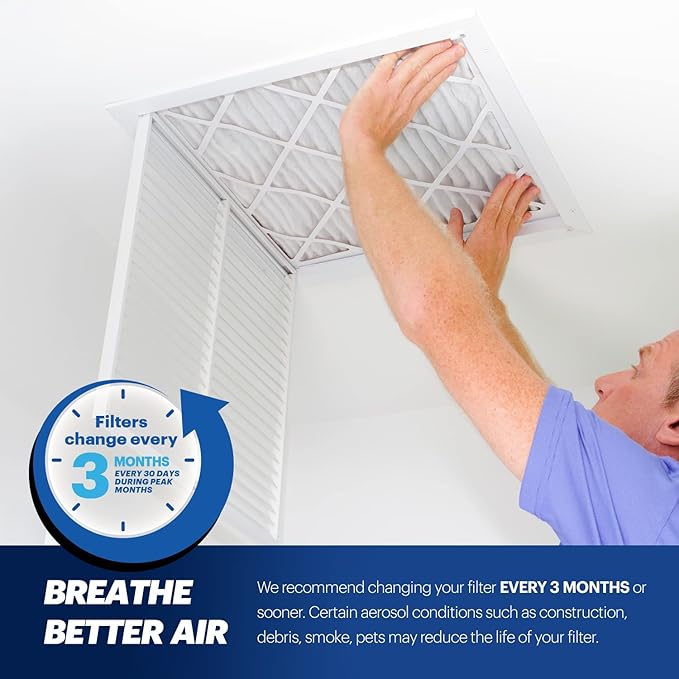 BNX TruFilter 16x24x1 Air Filter MERV 13 (6-Pack) - MADE IN USA - Electrostatic Pleated Air Conditioner HVAC AC Furnace Filters for Allergies, Pollen, Mold, Bacteria, Smoke, Allergen, MPR 1900 FPR 10