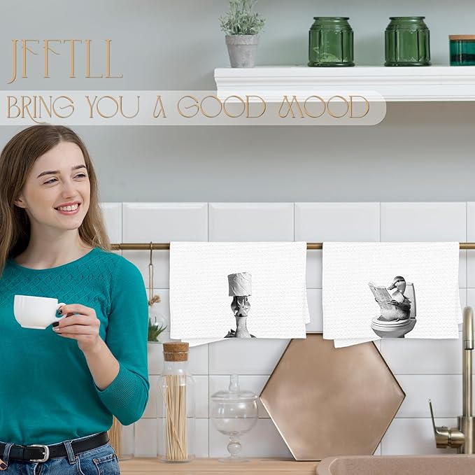 Funny Toilet Newspaper Duck Bathroom Hand Towels, Gifts for Duck Lovers Women Hand Towels for Bathroom Washroom Restroom Decor, 16x24 Inch Set of 2