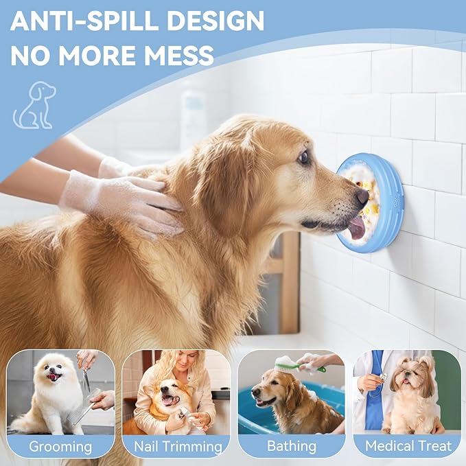 Dog Lick Bowl, Animire Freeze Lick Mat for Dogs, Non-Slip Slow Feeder Licking Bowl Enrichment Treat for Distraction Anxiety Relief, Food Grade Silicone, Dishwasher Safe(Baby Blue,XL)
