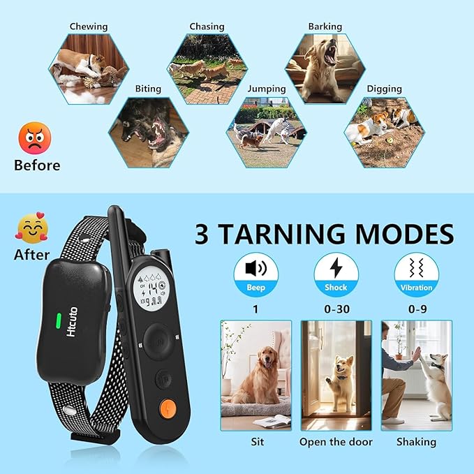 X3 Wireless Dog Fence & Training Collar for 2 Dogs, 3500FT Adjustable Fence & 6100FT Remote Collar, IPX7 Waterproof, 185 Days Standby Rechargeable Battery, 3 Training Modes, 10-130 lbs, Black