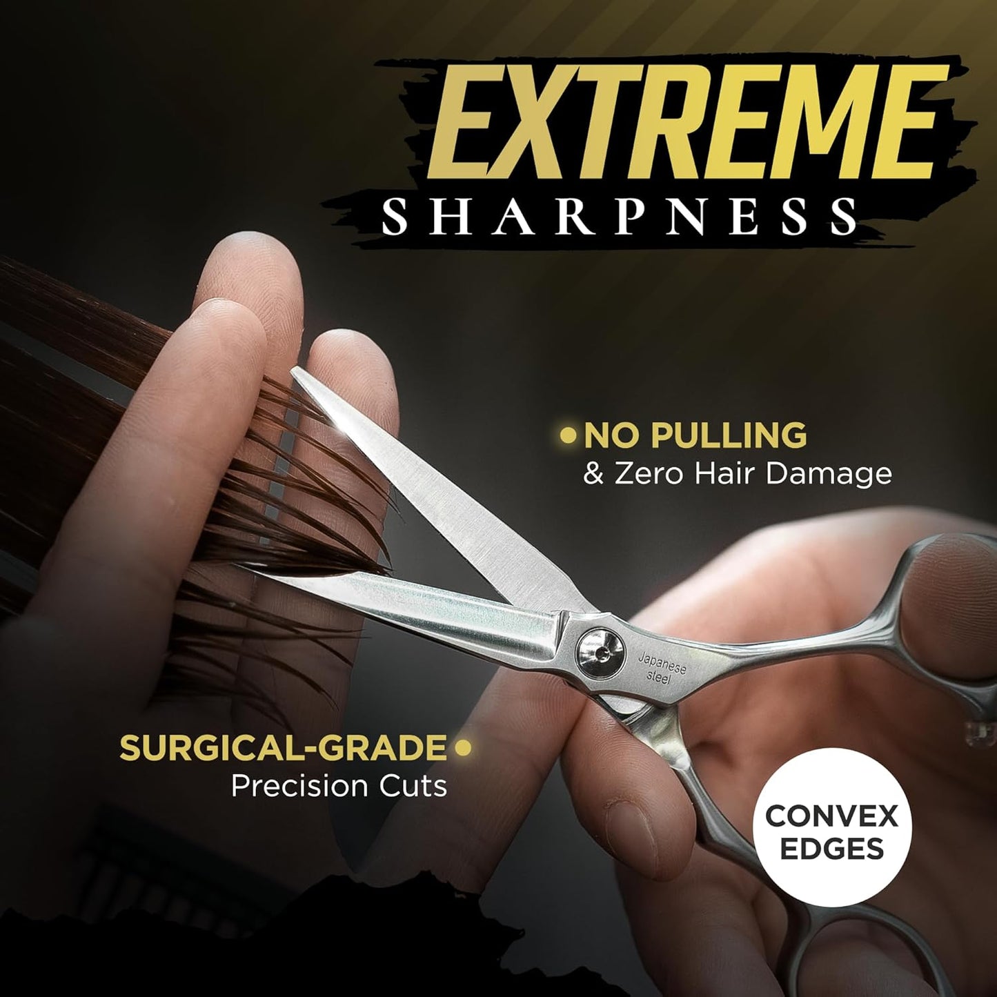 Fagaci Professional 6' Japanese Steel Hair Cutting Scissors, Razor Sharp Blades, Extreme Durability, Ergonomic Silver Stainless Steel Handle, Hair Cutting Shears for Women & Men