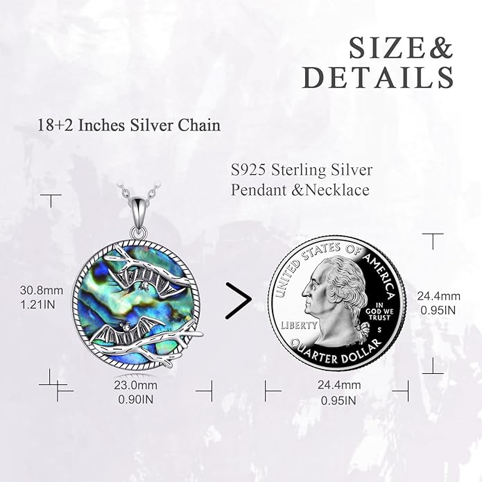 AOBOCO Cat Necklace Sterling Silver Bat Black Cat Quartz Cat Necklace Ghost Pumpkin Pentagram Witch Pendant Necklace Halloween Gifts for Women